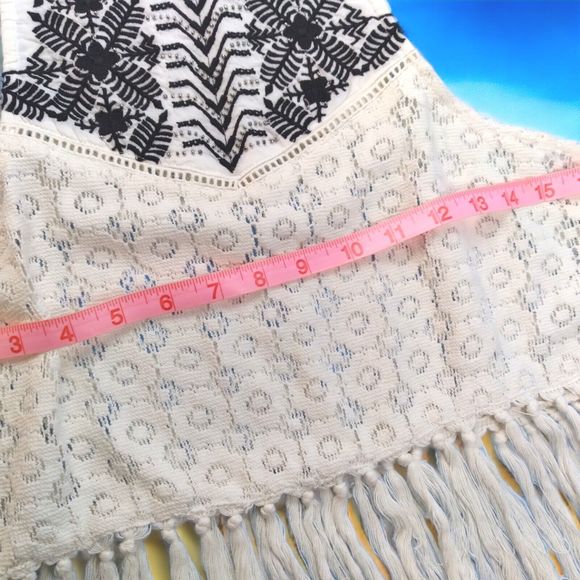 Y2K A & F Cropped Beaded Embroidered Fringed Lace Top Halter Sz L New W Tags - Picture 6 of 10